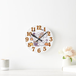 "Spook-tacularly Cute Chibi Ghosts!" Rund Klocka