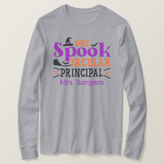 "Spook"takular Principal Taloky Halloween Thmet T Shirt (Design framsida)
