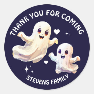 Spookera en Cute Halloween-spökfödelsedag Tack Runt Klistermärke