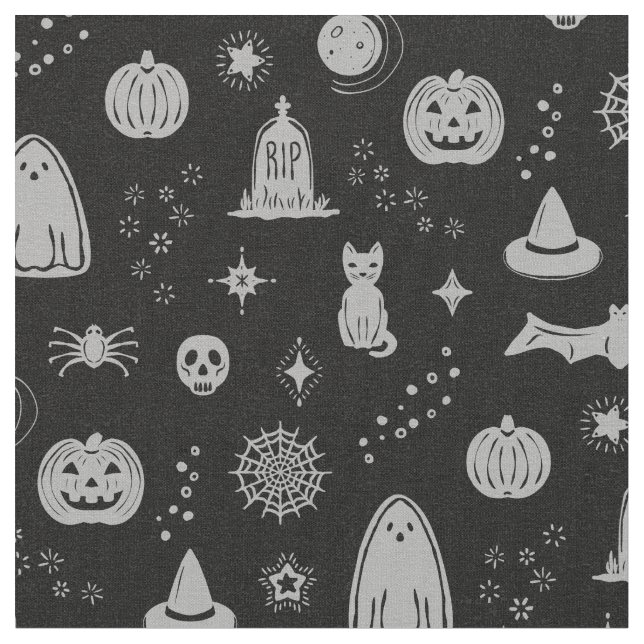Spookie Sak Mönster - kol + fog Fabric Tyg (Närbild)