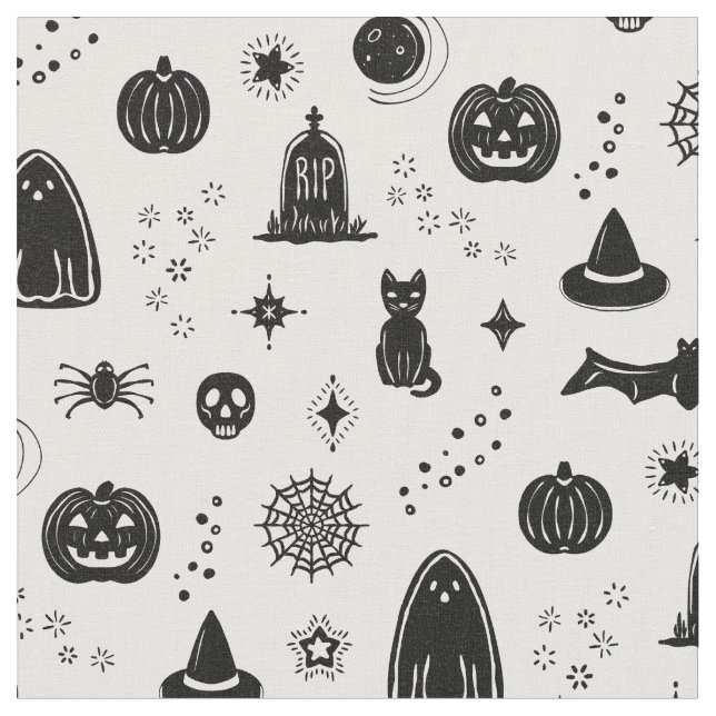 Spookie Sak Mönster - Snö + kol Fabric Tyg (Närbild)