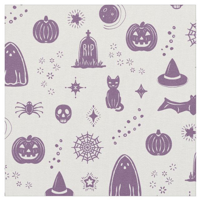 Spookie Sak Mönster - Snö + Plum Fabric Tyg (Närbild)