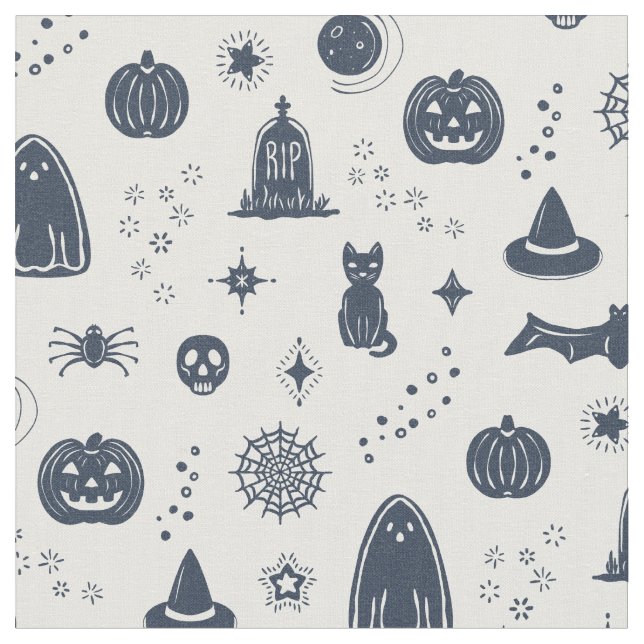 Spookie Things Mönster - Snö + Dusk Fabric Tyg (Närbild)