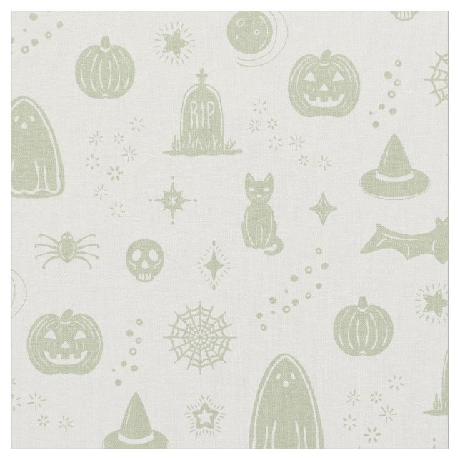 Spookie Things Mönster - Snö + Te Fabric Tyg (Närbild)