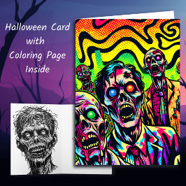 Spookie Zombies Halloween och Coloring Page Kort
