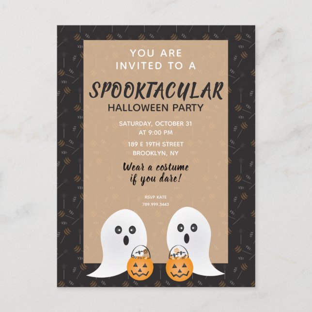 Spookltacular Halloween fest Ghost Bus eller godis Inbjudan Vykort (Framsida)