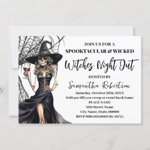 Spookltacular Halloween Witches Girls Nio ut Inbjudningar