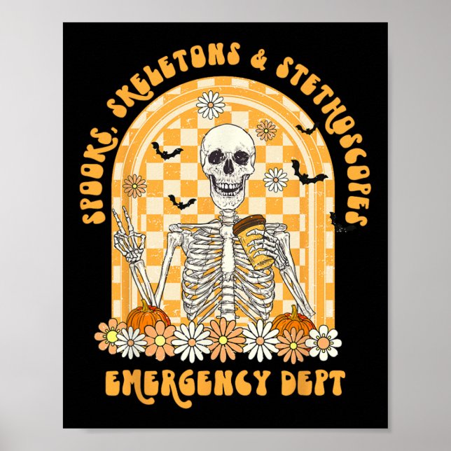 Spooks Skeletons and Stethoscope Akut Dept Er Poster (Framsidan)