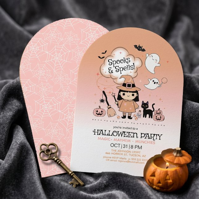 Spooks & Spells Halloweenfest Ark Pink ID1325 Inbjudningar (Skapare uppladdad)