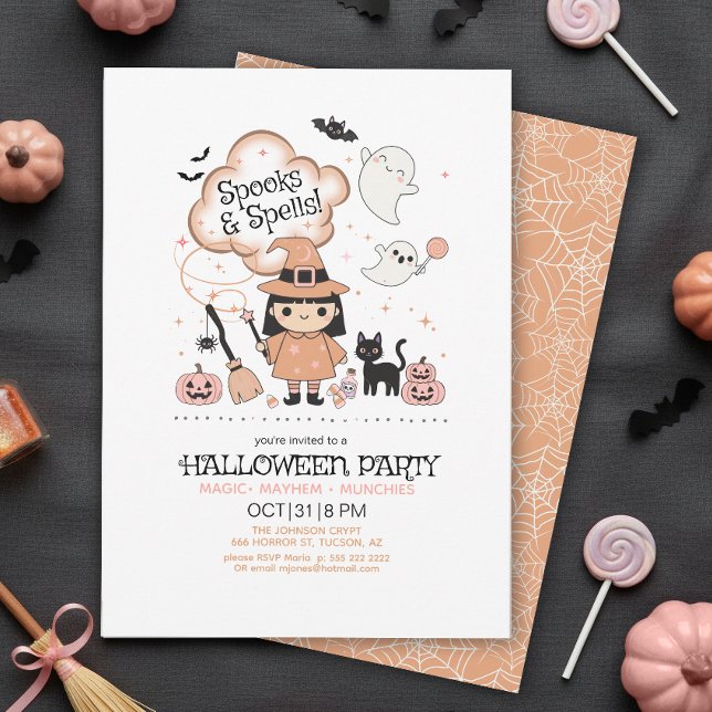 Spooks & Spells Halloweenfest Orange ID1325 Inbjudningar (Skapare uppladdad)