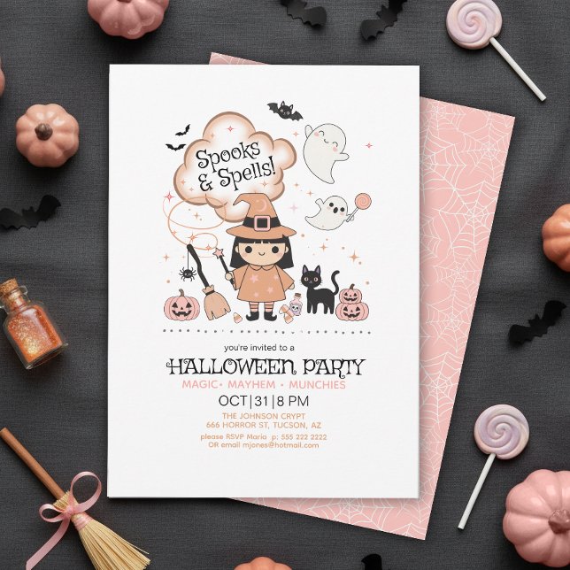 Spooks & Spells Halloweenfest Pink ID1325 Inbjudningar (Skapare uppladdad)