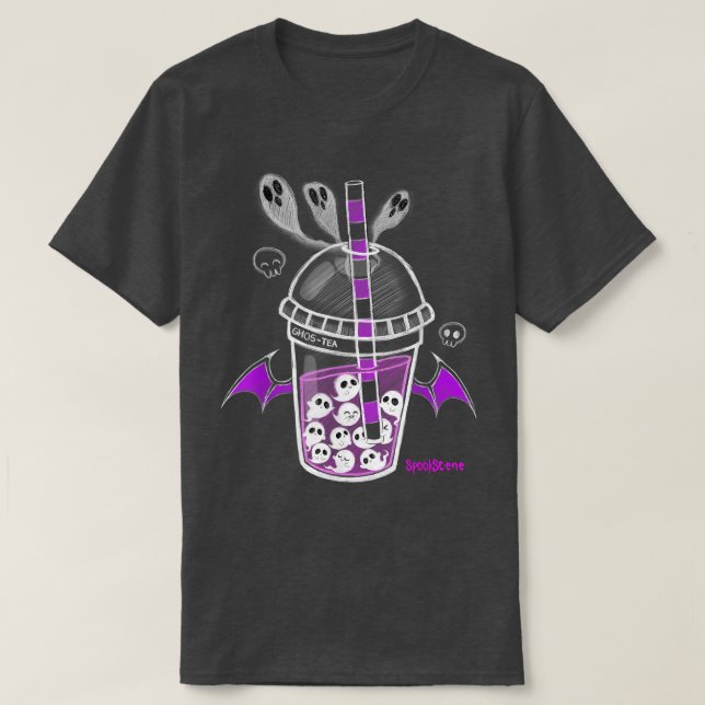 Spookscen Ghos-Tea Spooky Boba Emo Goth Alt Purpl T Shirt (Design framsida)