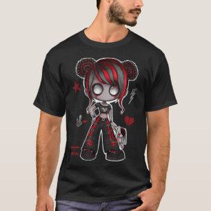 Spookscene Emo Girl Teckning Emo Bunny Doodle Mall T Shirt