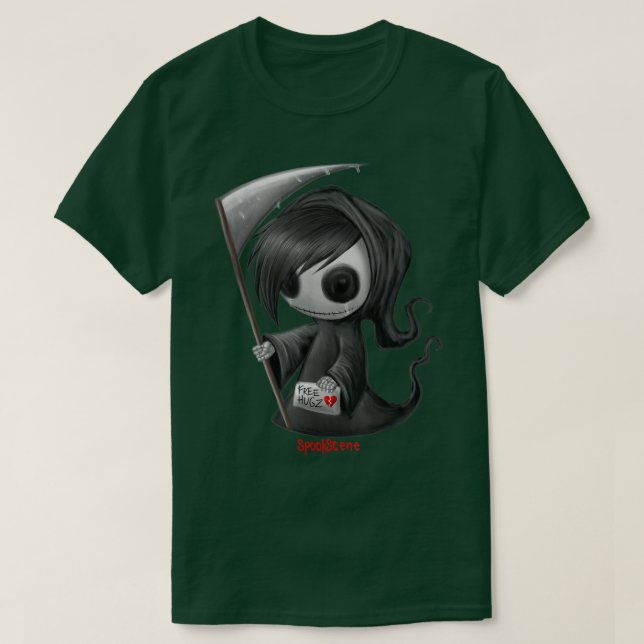 Spookscene Emo Skeleton Grim Reaper Goth Alt  T Shirt (Design framsida)