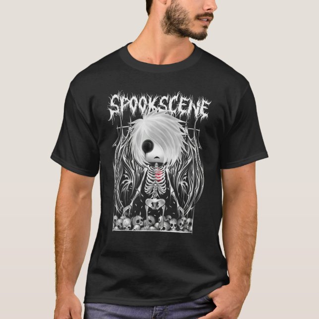 Spookscene Metal Emo Skeleton Fallen Angel Skulls  T Shirt (Framsida)
