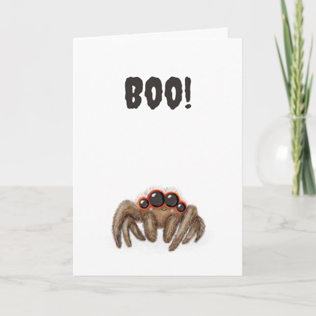 Spookspider "Boo!" Halloween-kort Kort (Framsida)