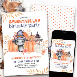 Spooktacular Black Cat Pumpkin Patch Birthday Inbjudningar