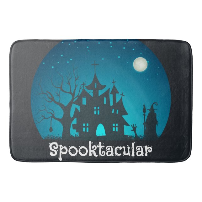Spooktacular Blue and Black Haunted House Badrumsmatta (Framsidan)