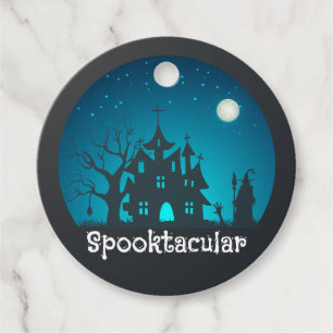 Spooktacular Blue and Black Haunted House Gåvor Etiketter
