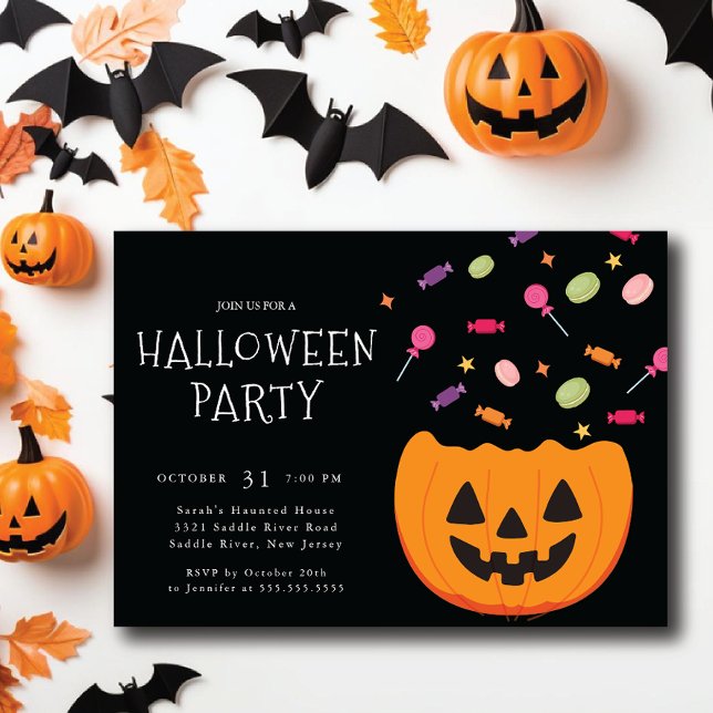 Spooktacular Candy & Pumpkin Halloween Inbjudningar (Skapare uppladdad)