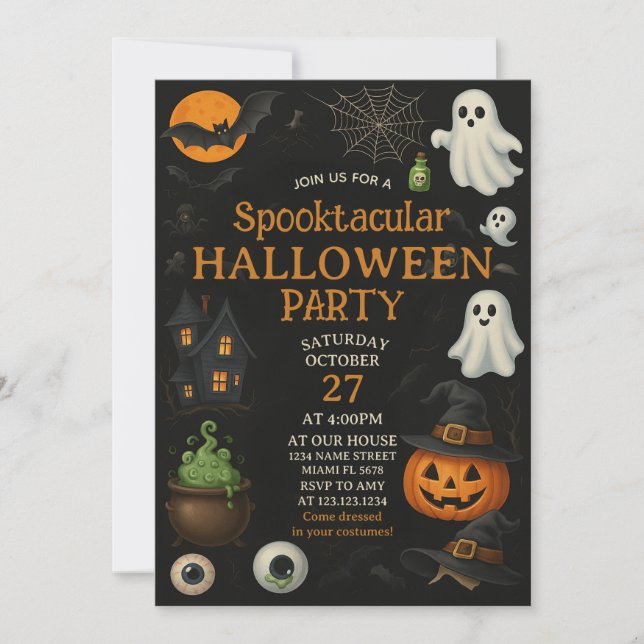 Spooktacular Costume Bash Halloween-inbjudan Inbjudningar (Framsida)