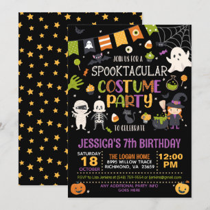 Spooktacular Costume Party Halloween Birthday Inbjudningar