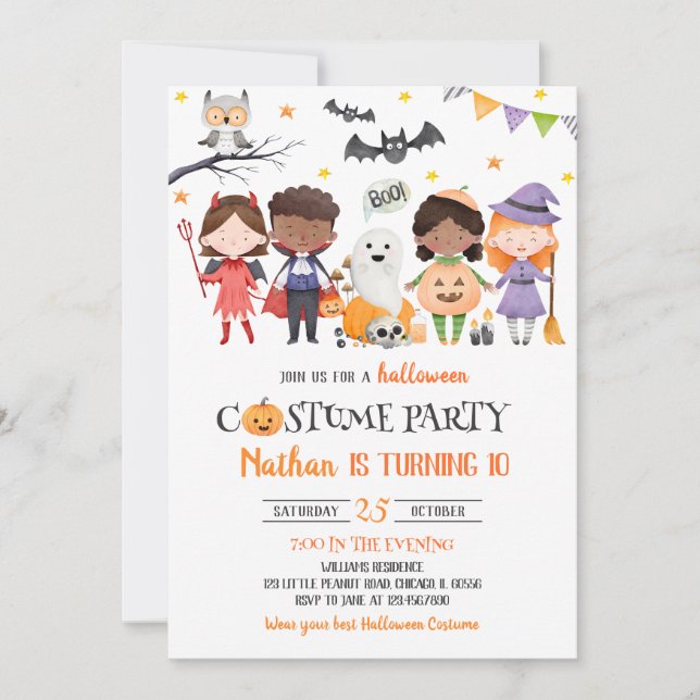 Spooktacular Costume Party Halloween Birthday Inbjudningar (Framsida)