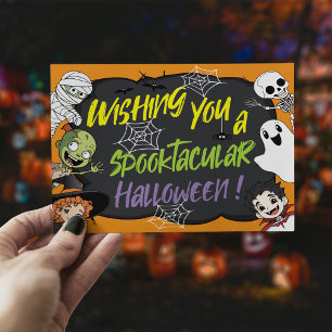 Spooktacular Cute Halloween Monster Tecknad Modern Vykort