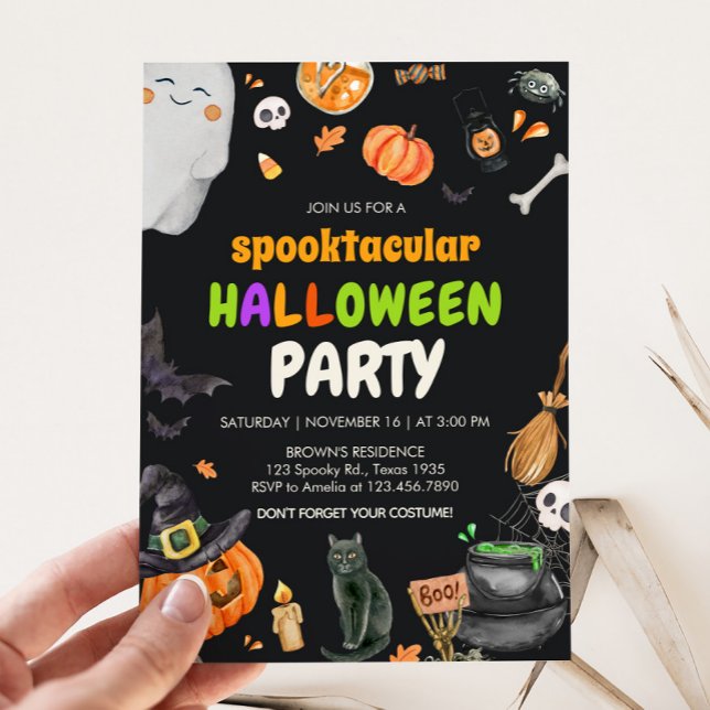 Spooktacular Cute Kids Costume Halloween fest Inbjudningar (Spooktacular Costume Halloween Party Invitation)