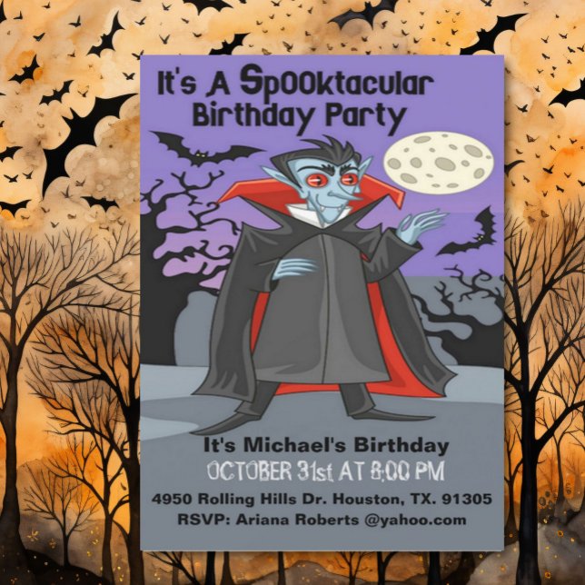 Spooktacular Dracula Birthday Halloween fest Invi Inbjudningar (Skapare uppladdad)