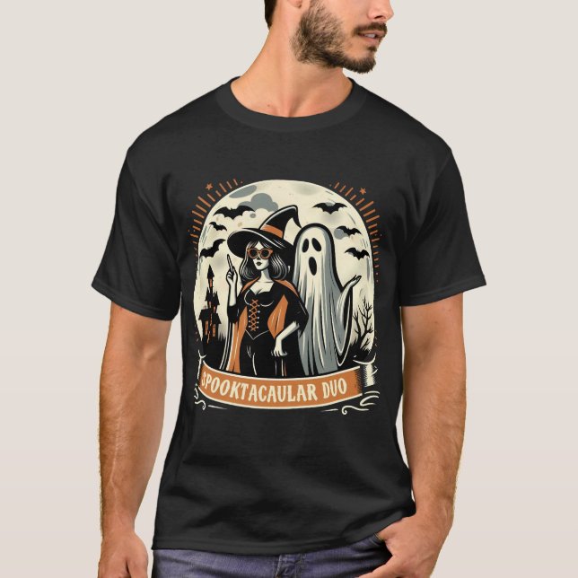 Spooktacular Duo | Halloween Spooky Vibes T Shirt (Framsida)