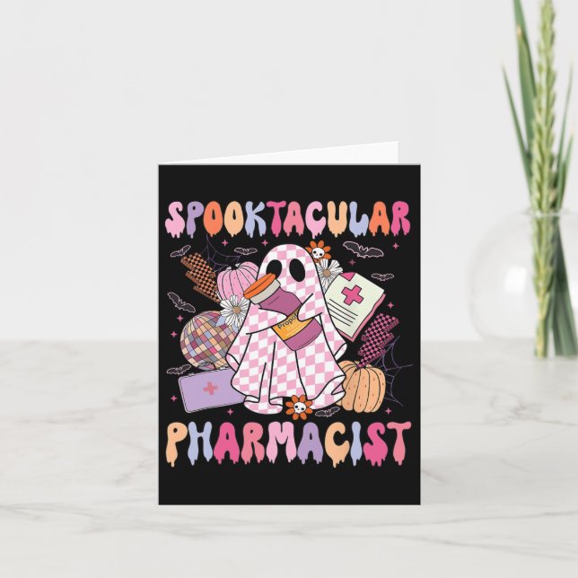 Spooktaculär farmaceut Vecka Spooky Ghost Kort (Framsida)