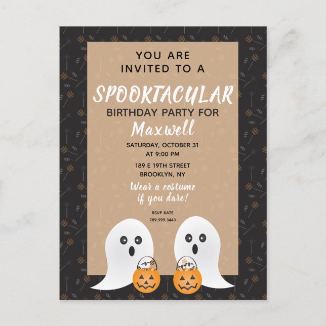 Spooktaculär födelsedagstrick Spöken eller behandl Vykort (Framsida)