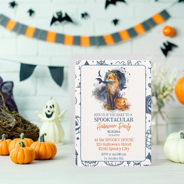Spooktacular Fox & Pumpkin Halloween fest Inbjudningar (Skapare uppladdad)