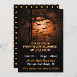 Spooktacular Full Moon Halloween Costume Party Inbjudningar