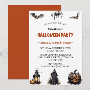 Spooktacular Full Moon Halloween Scary Party Inbjudningar
