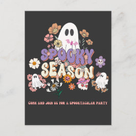 Spooktacular Ghost Black Lila Orange Halloween Vykort