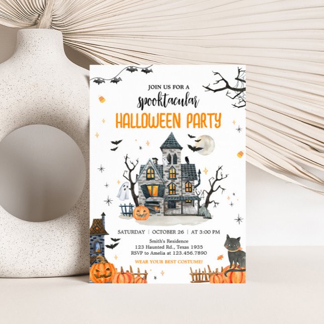 Spooktacular Ghost Halloween fest Inbjudningar (Ghost Spooktacular Halloween Party Invitation)