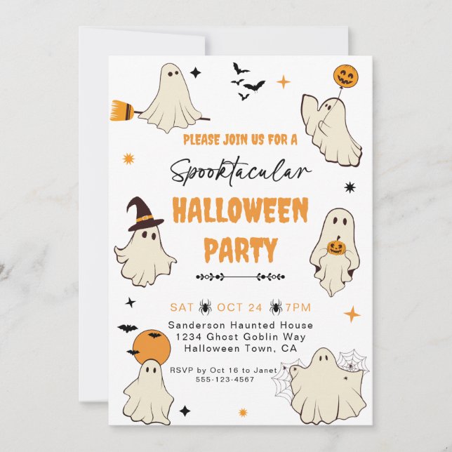 Spooktacular Ghost Halloween fest Inbjudningar (Framsida)
