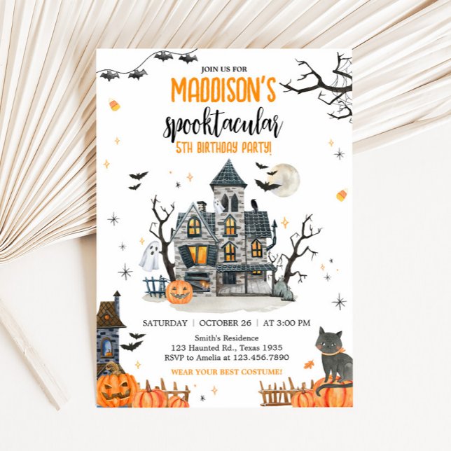 Spooktacular Ghost Halloween-Födelsedagsfest Inbjudningar (Ghost Spooktacular Halloween Party Invitation)