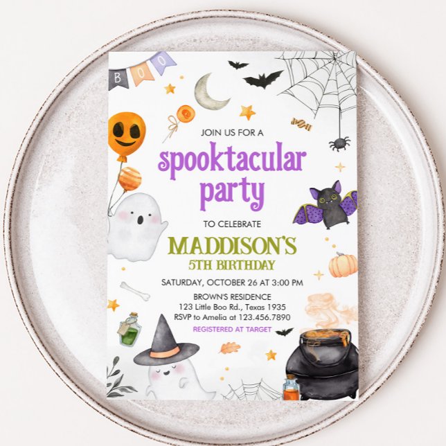 Spooktacular Ghost Halloween-Födelsedagsfest Inbjudningar (Ghost Spooktacular Halloween Birthday Party Invitation)