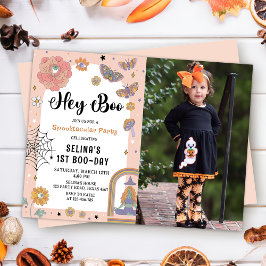 Spooktacular Ghost Halloween Girl Birthday Photo Inbjudningar