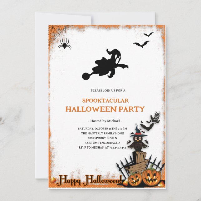 Spooktacular Ghost Halloween Party Invitation Inbjudningar (Framsida)