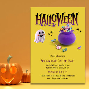 Spooktacular Ghost Kids Halloween Costume Party Inbjudningar