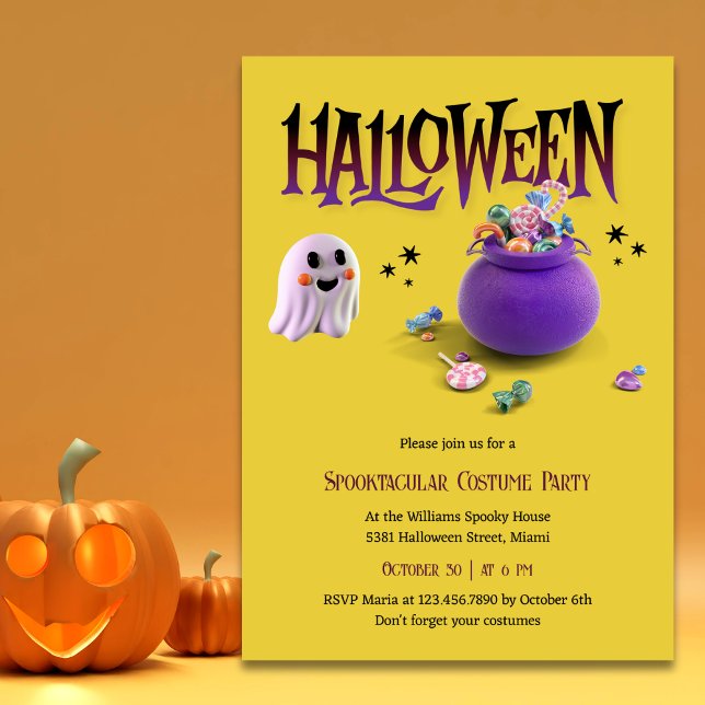Spooktacular Ghost Kids Halloween Costume Party Inbjudningar (Spooktacular Cute Ghost Kids Halloween Costume Party Invitation)