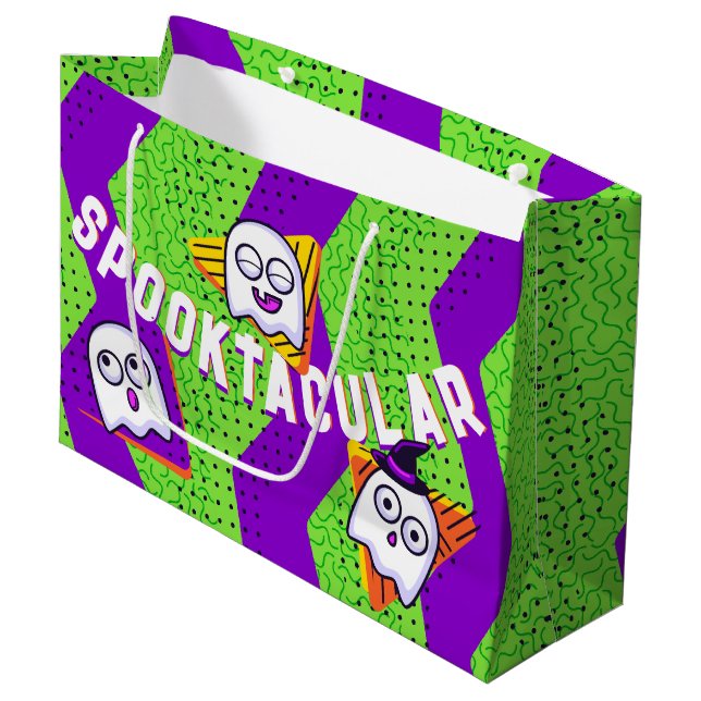 Spooktacular Ghosts Green Party Bag (Framsidan Vinklad)