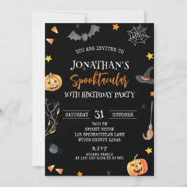 Spooktacular Halloween 10:e födelsedagen, Kid Birt Inbjudningar