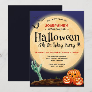 Spooktacular Halloween 5:e Födelsedagsfesten Inbjudningar