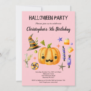 Spooktacular Halloween Barns födelsedag Party Rosa Inbjudningar