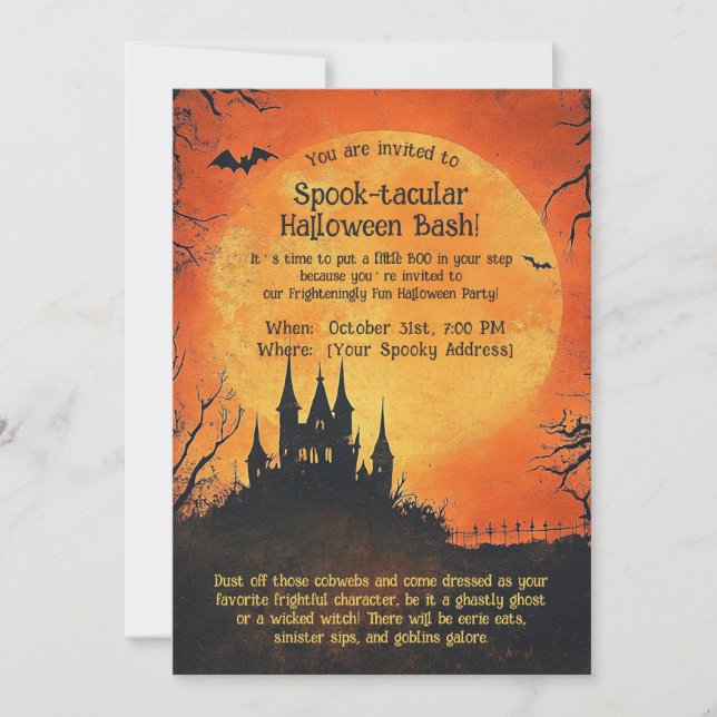 Spooktacular Halloween Bash-inbjudan Inbjudningar (Framsida)